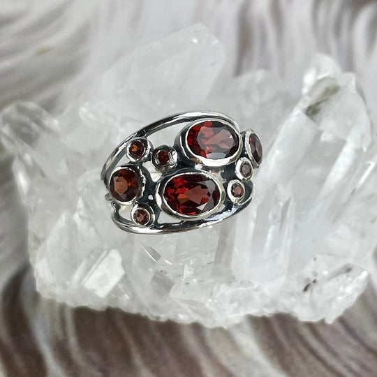 Garnet Cluster Ring