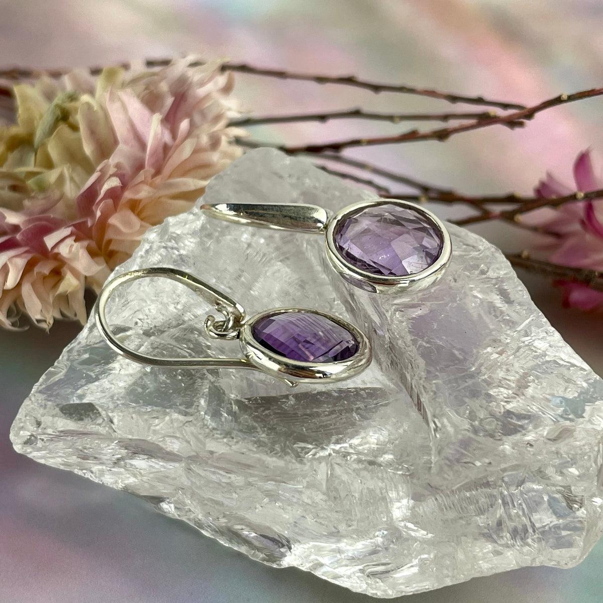 Amethyst Disc Earrings