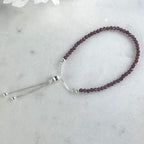 Silver And Garnet Bead Bracelet