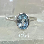 Oval Brilliant Cut Blue Topaz Ring