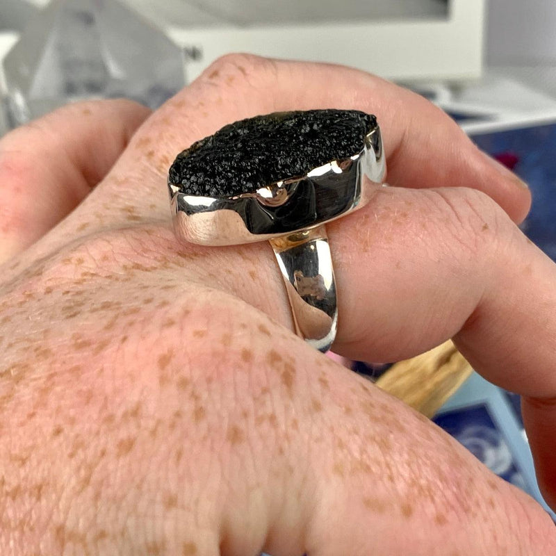 Authentic Moldavite Raw Crystal Ring – The Empress Wolf