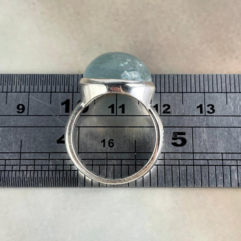 Aquamarine Silver Round Ring