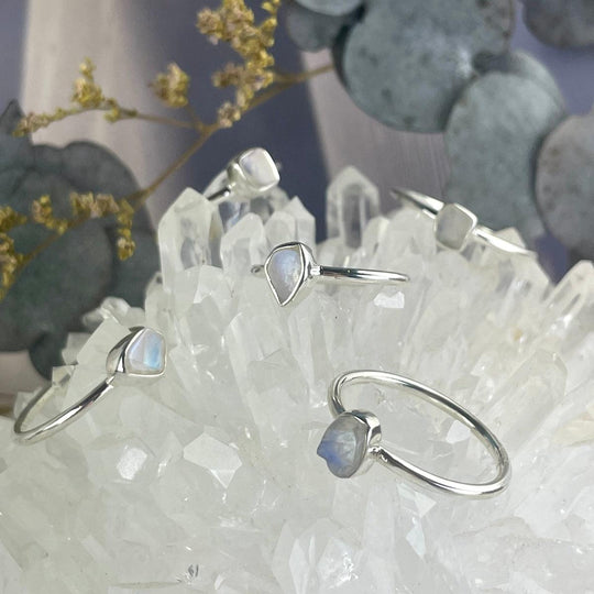 Rainbow Moonstone Raw Freeform Ring