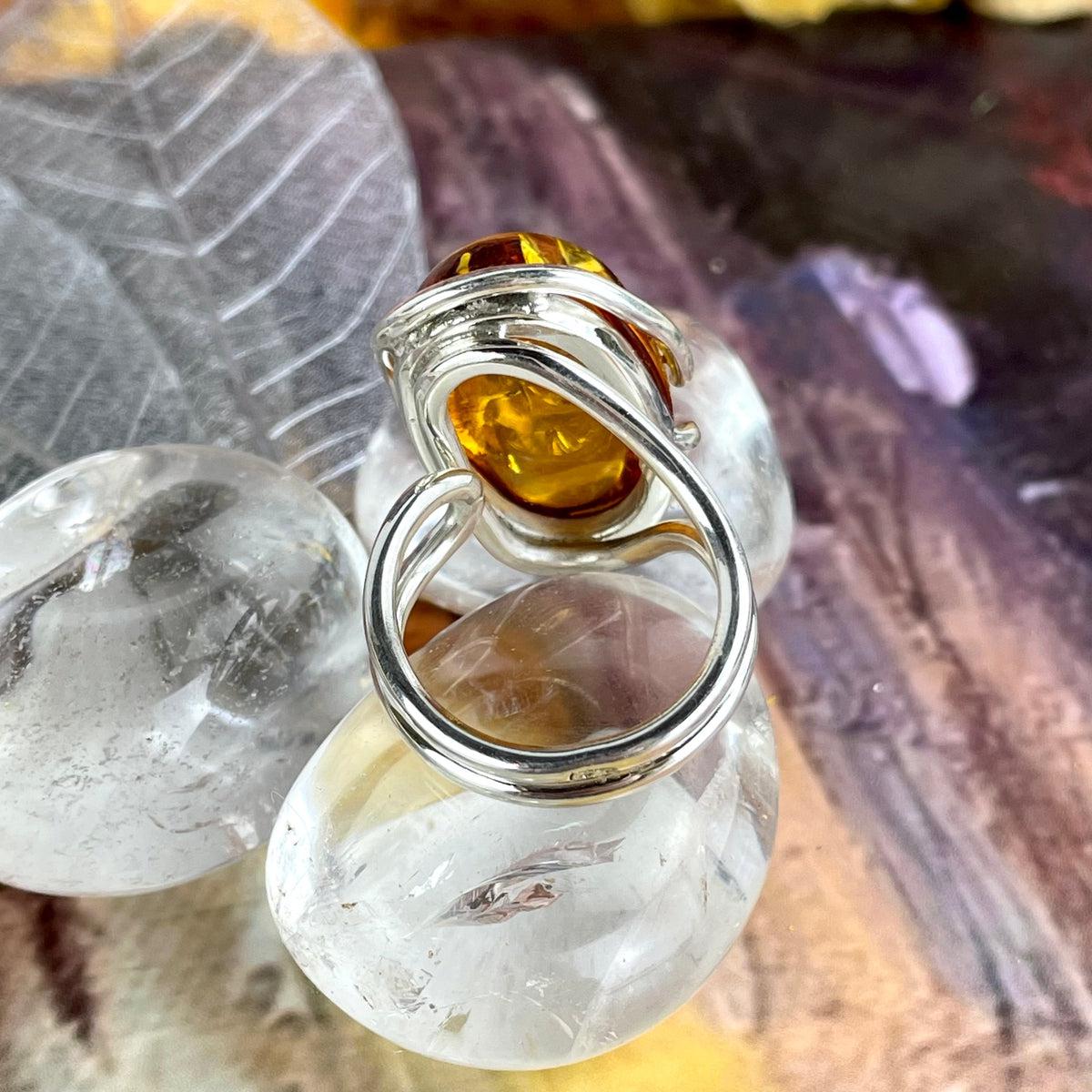 Oval Shaped Amber Ring