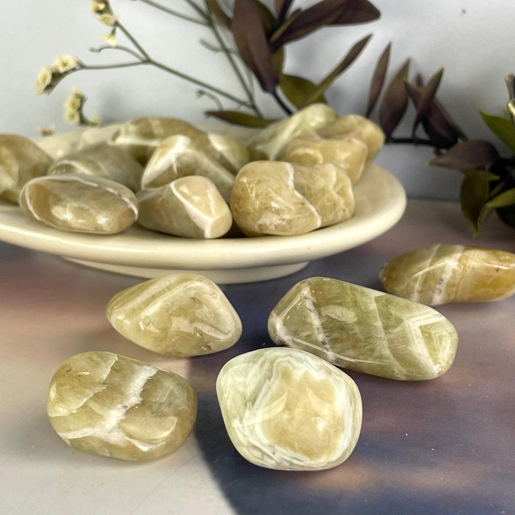 Green Chevron Amethyst Tumble Stone