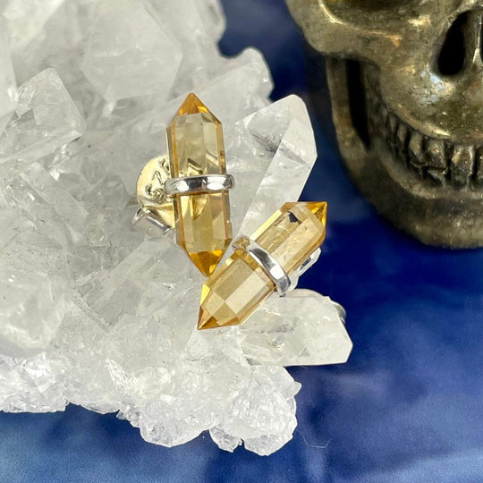 Citrine Double Terminated Stud Earrings