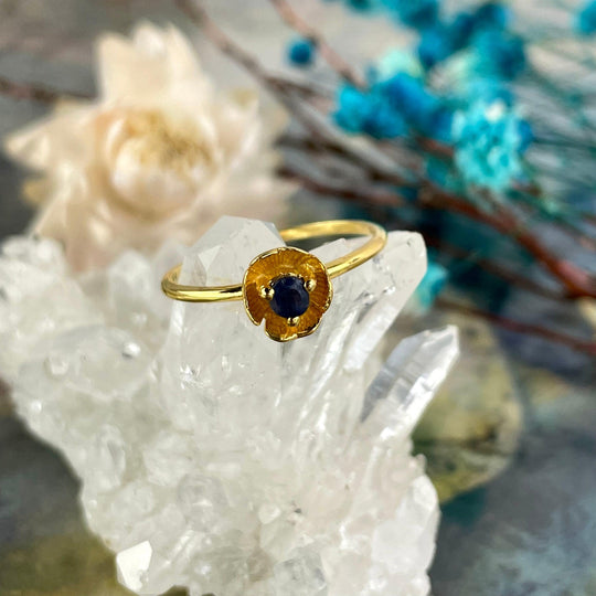 Sapphire Gold Flower Ring