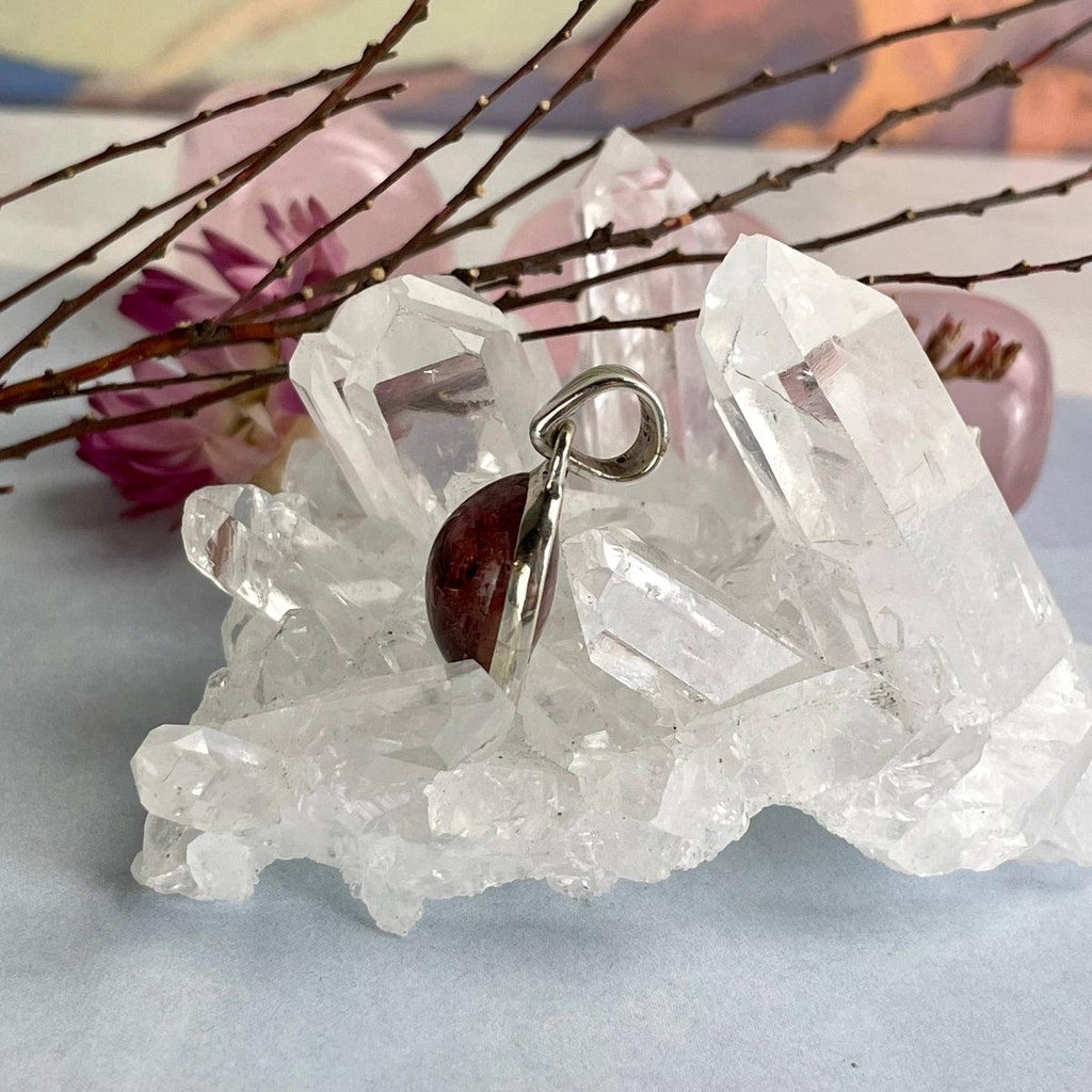 Pink Stone Silver Pendant