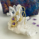 Purple And Gold Crystal Earrings