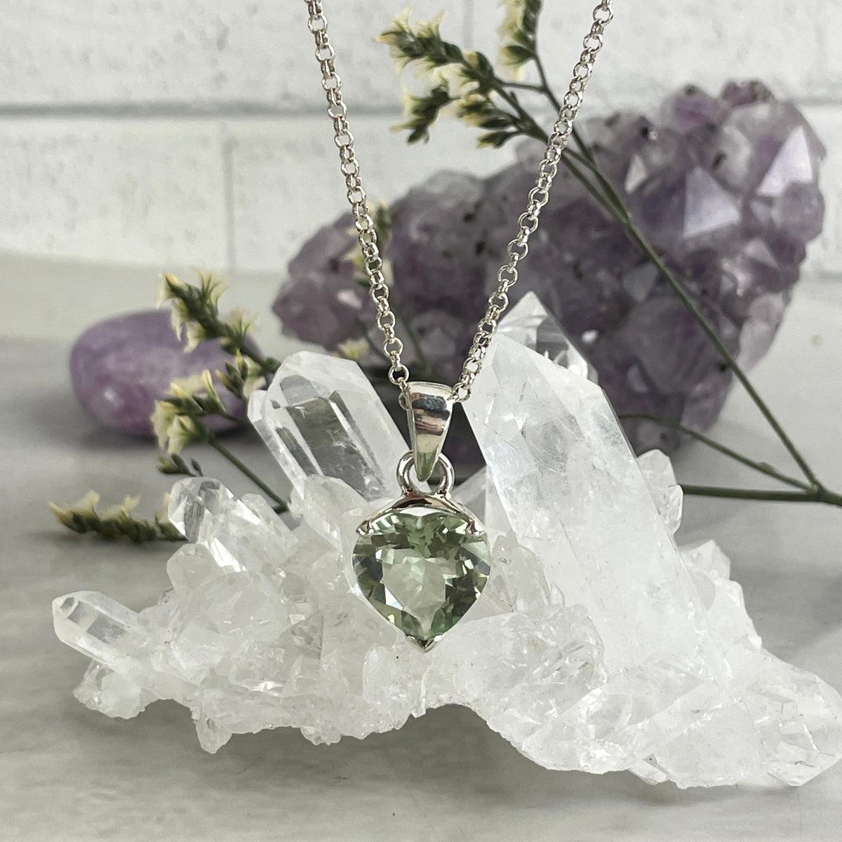 Green Amethyst Sterling Silver Pendant