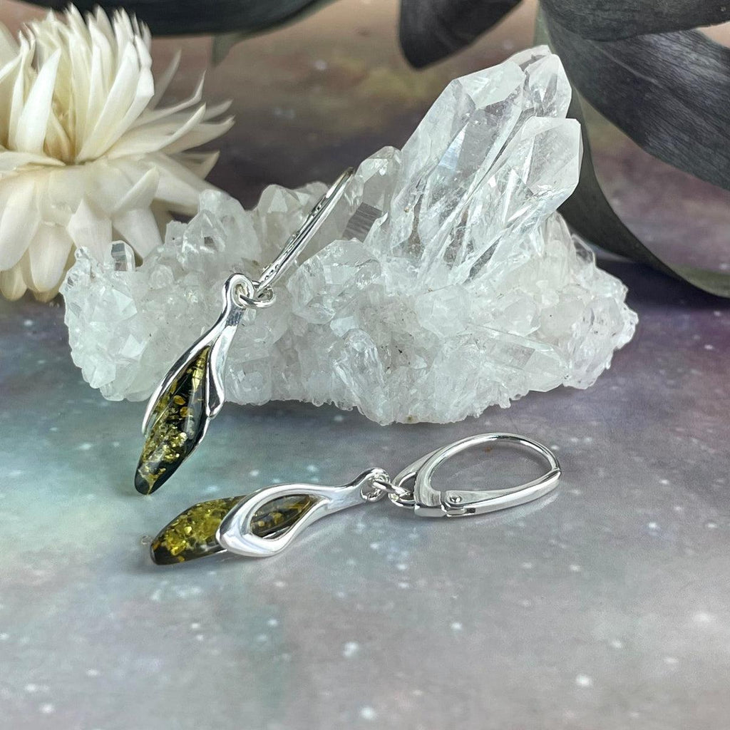 Baltic Green Amber Earrings