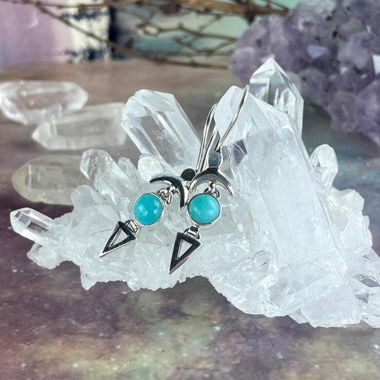 Amazonite Crescent Moon Drop Earrings