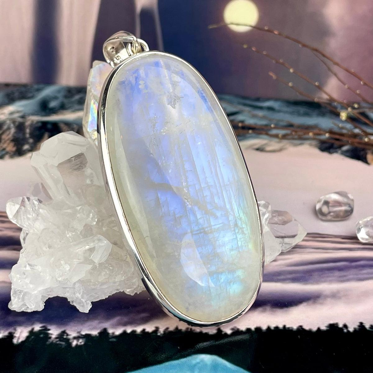 Large Moonstone Silver Pendant
