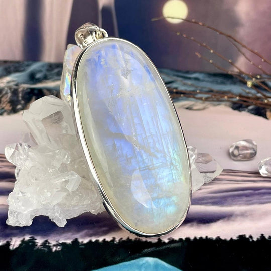 Rainbow Moonstone Large Oval Pendant