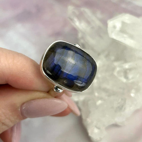Large Band Size Labradorite Ring