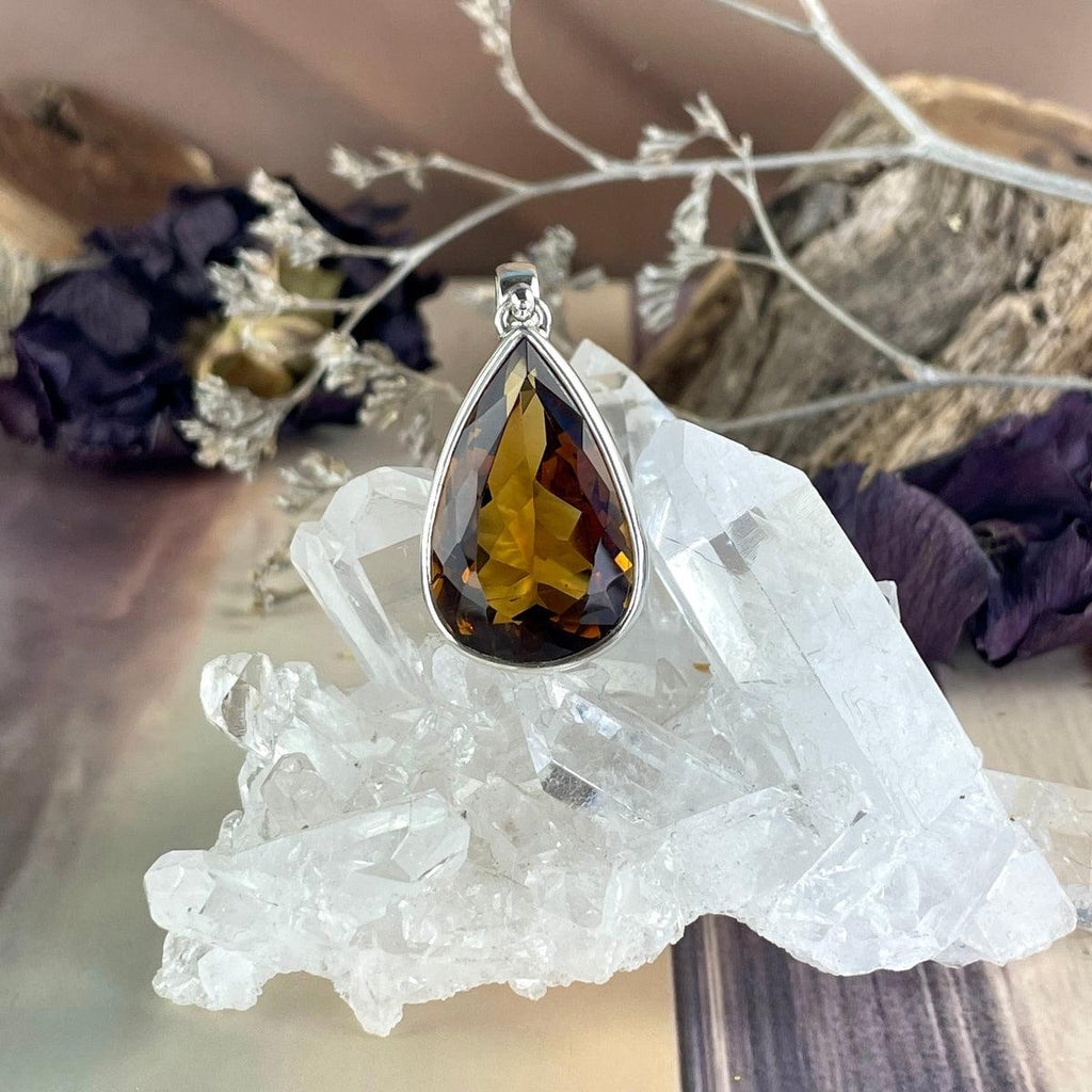 Teardrop Citrine Silver Pendant