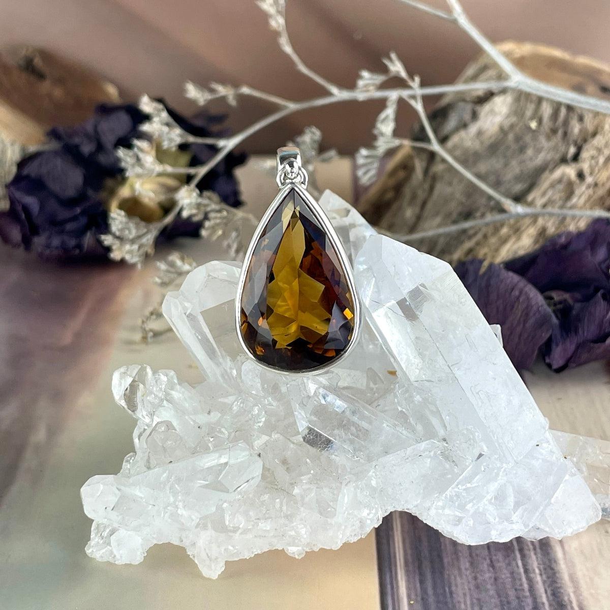 Teardrop Citrine Silver Pendant