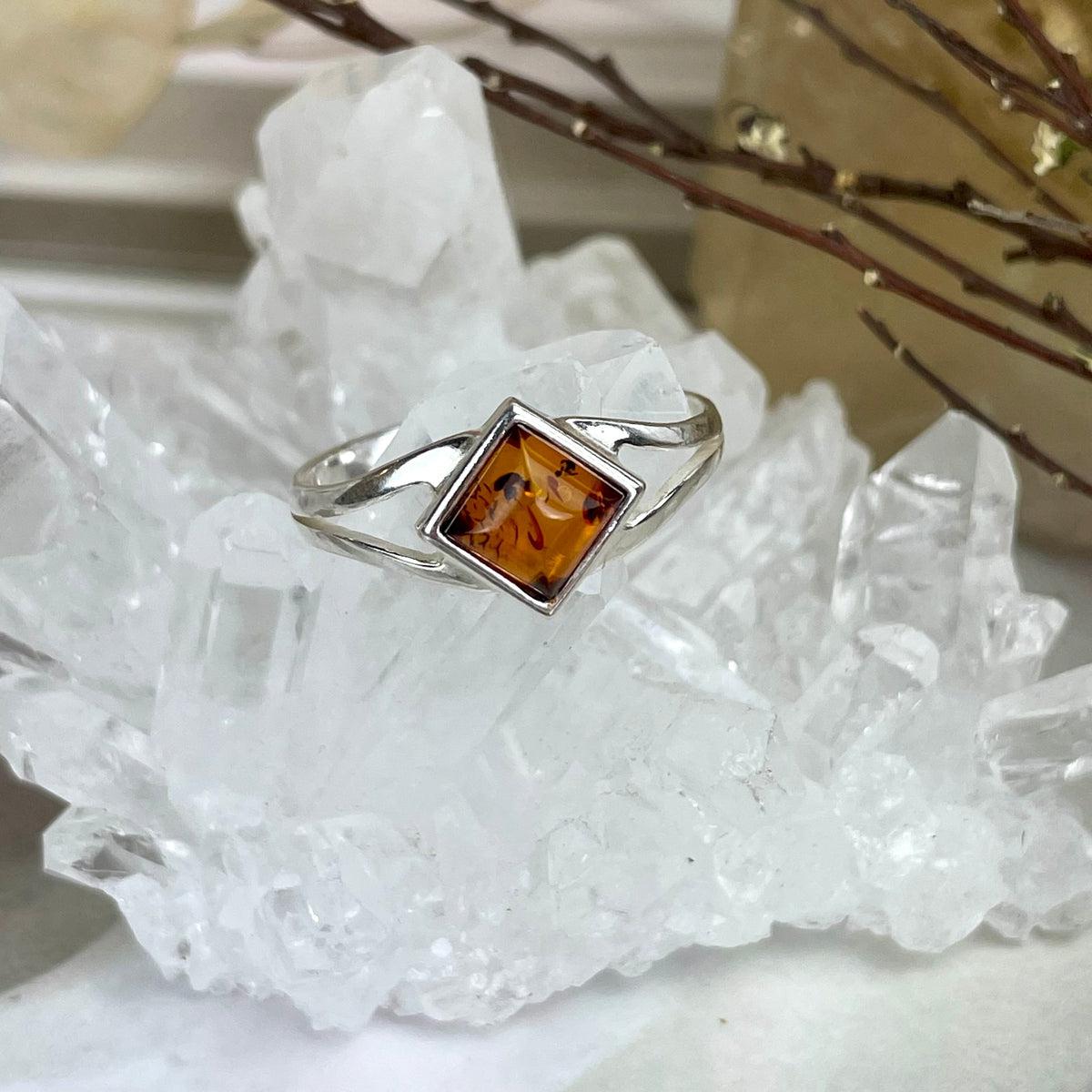 Amber Sterling Silver Ring