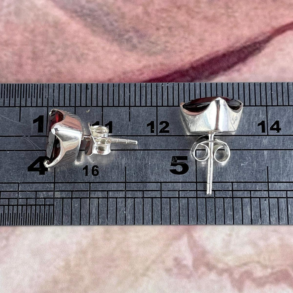 Garnet Trillion Stud Earrings