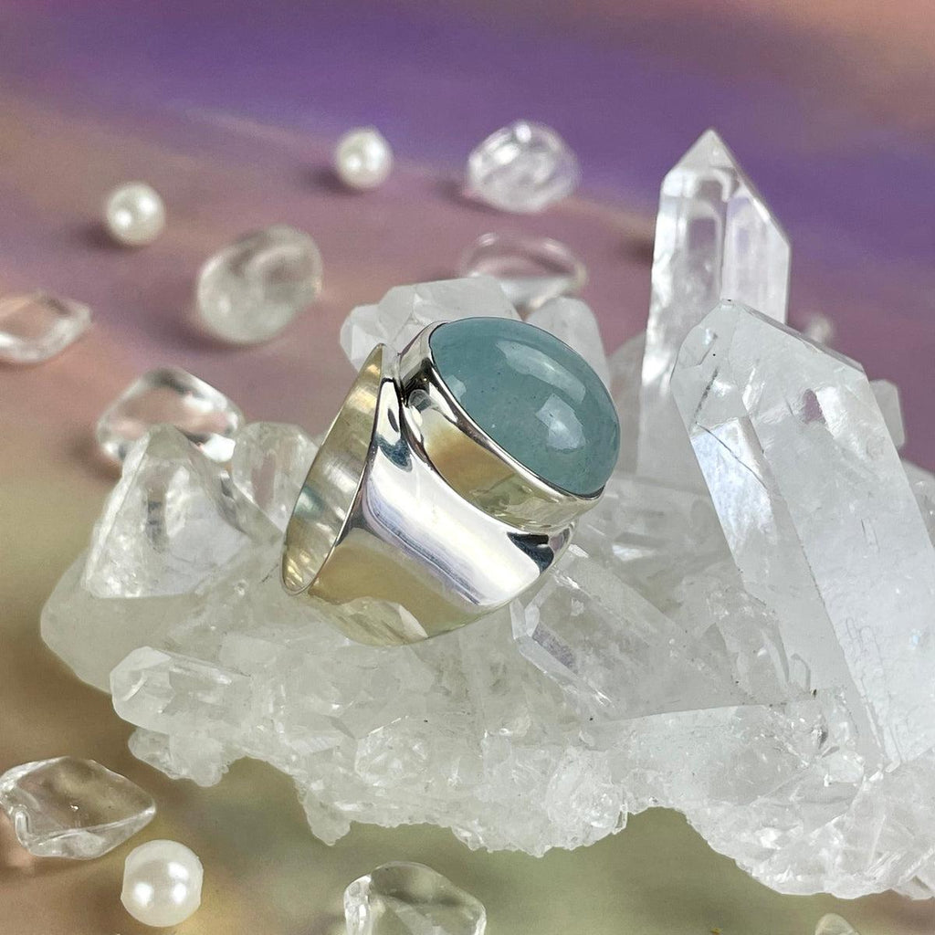 Aquamarine Modern Silver Ring