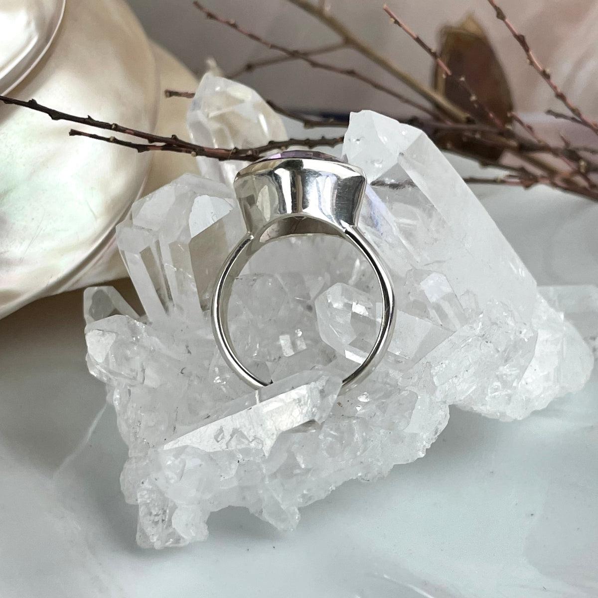 Purple Gemstone Silver Band Ring
