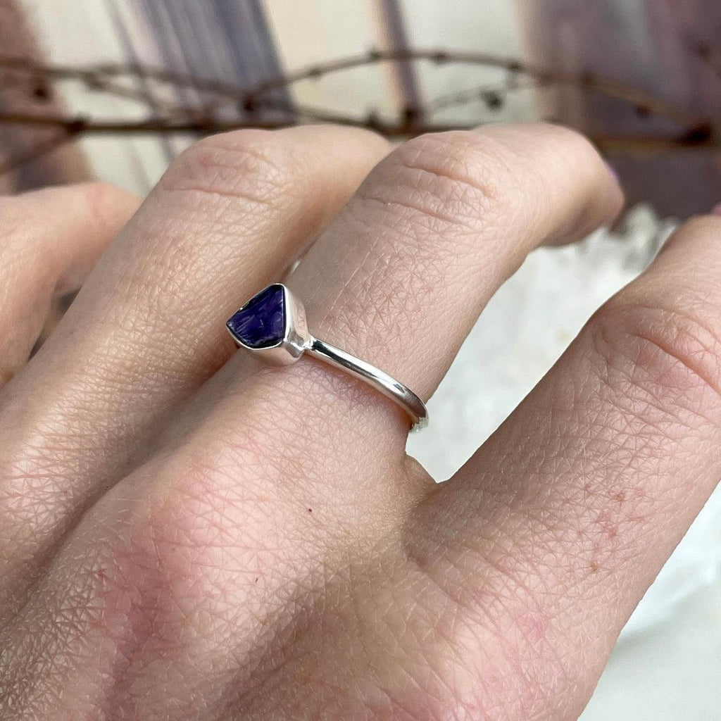 Rough Charoite Stone Ring