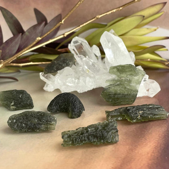Authentic Moldavite Raw Pieces 3.4 - 4.43g