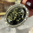 Green Amber Silver Locket