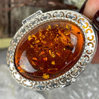 Orange Amber Silver Pendant