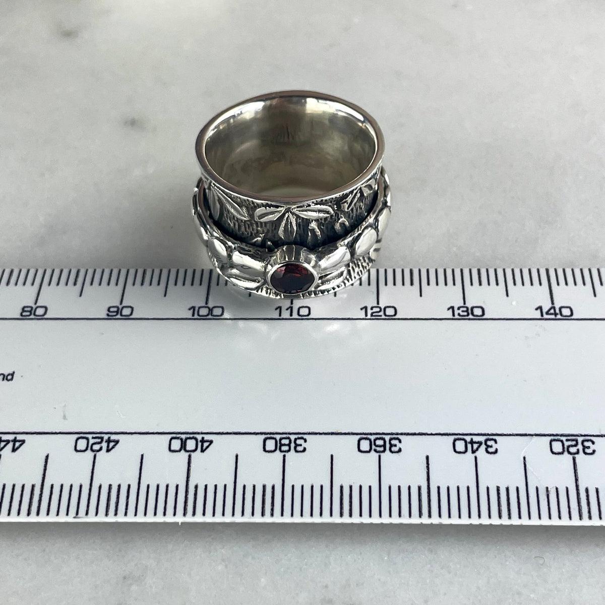 Garnet Sterling Silver Moveable Ring