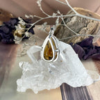 Sterling Silver Dark Yellow Crystal Pendant
