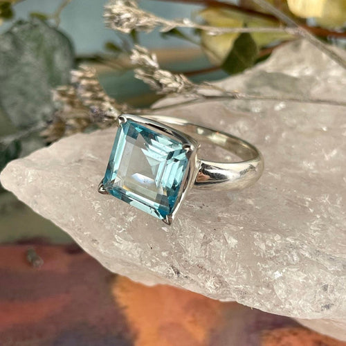 Blue Crystal Silver Ring