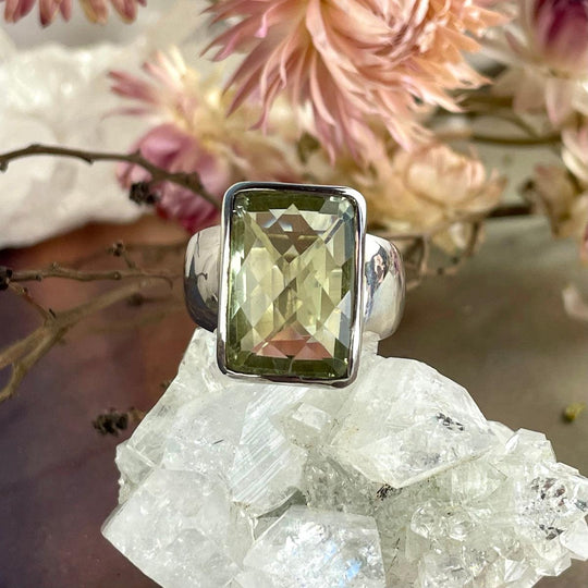 Green Amethyst Rectangle Ring