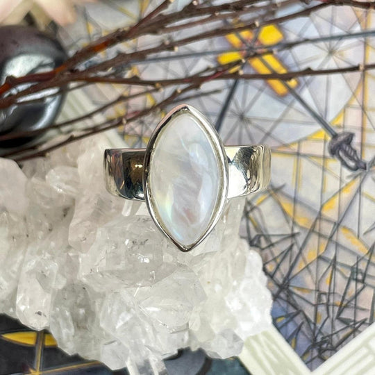 Rainbow Moonstone Marquise Ring