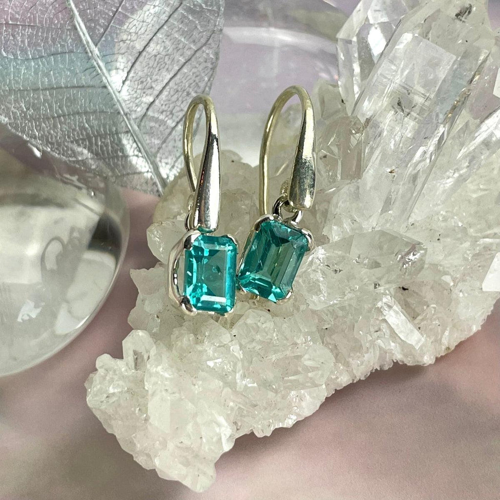 Green Crystal Silver Earrings