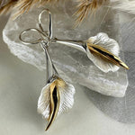 Janusz Szkutnik 24ct Gold & Sterling Silver Hand-Etched Small Scalloped Edged Lily Earrings