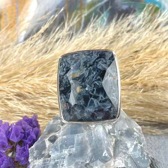 Pietersite Faceted Rectangular Large Ring