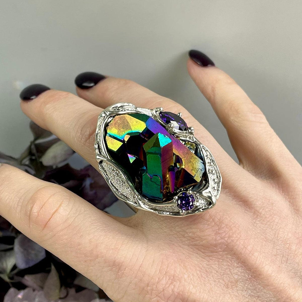 Sterling Silver Purple Crystal Ring