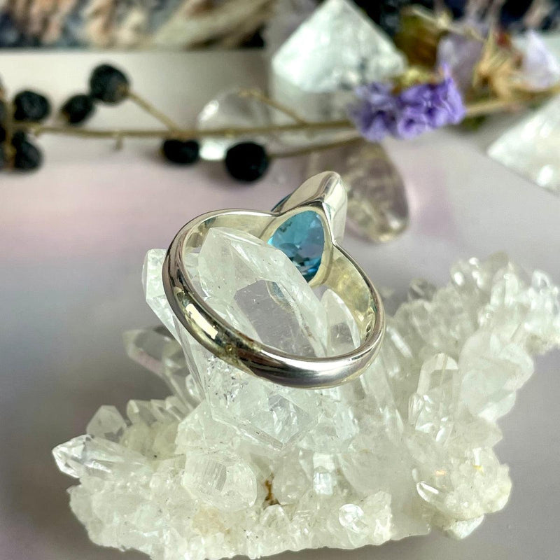 Teal Coloured Topaz Silver Ring