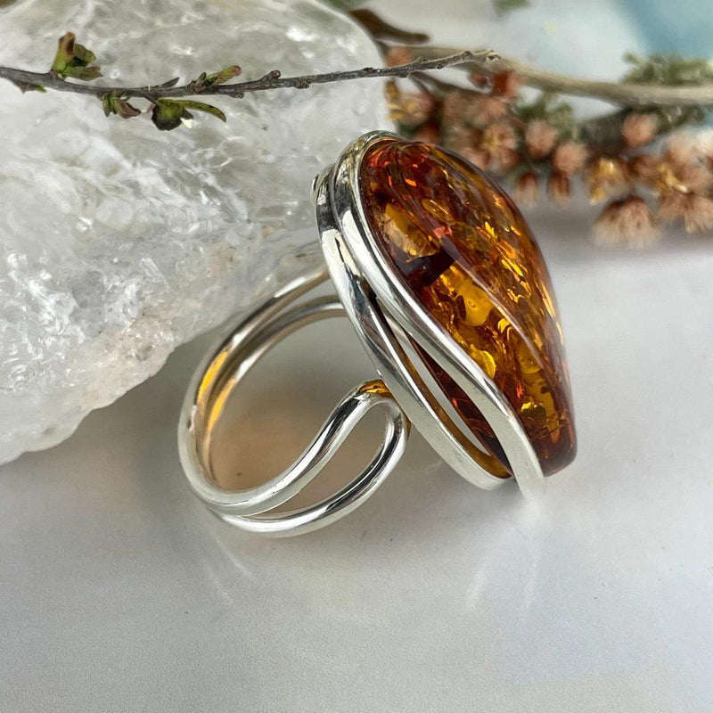 Small Band Size Amber Ring