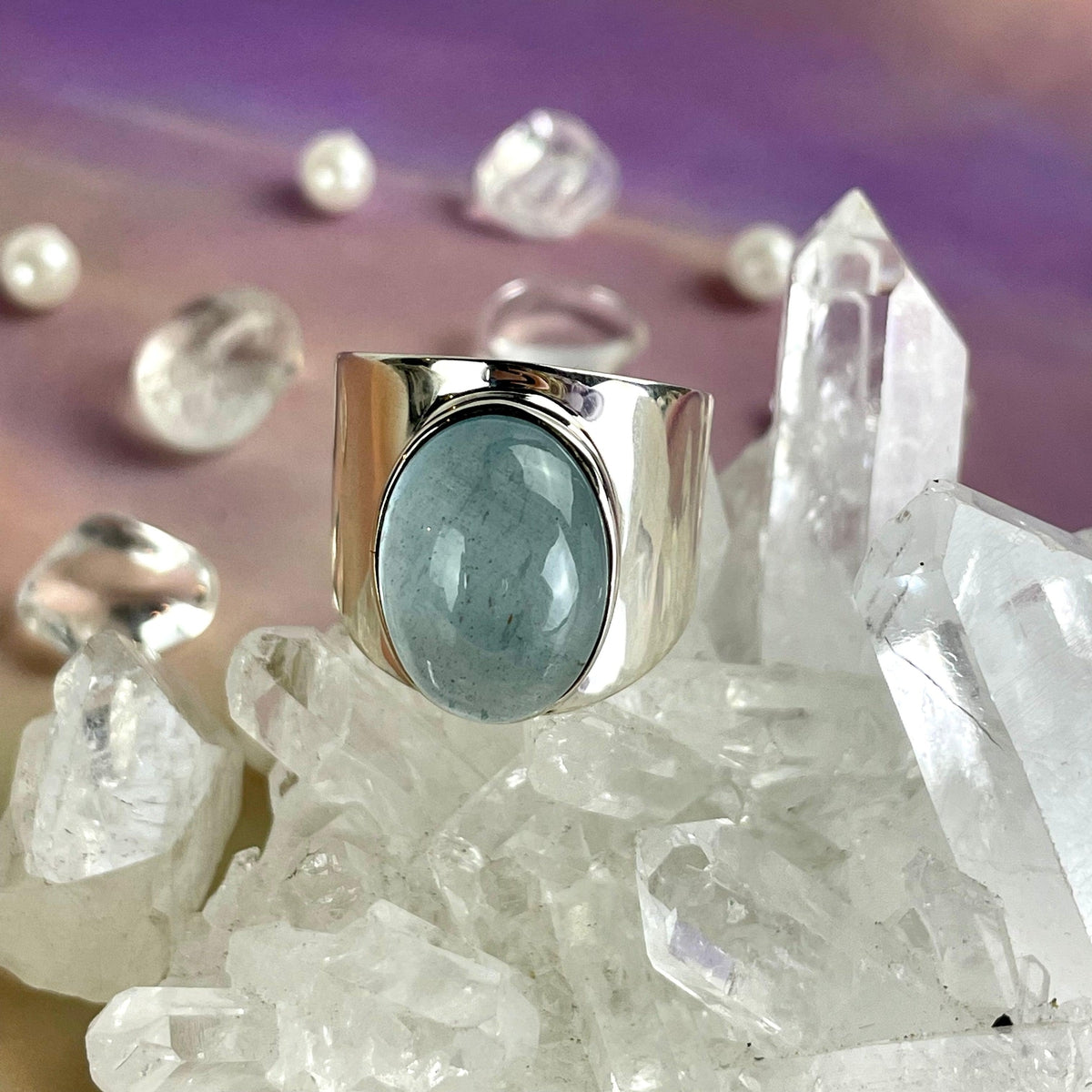 Real Aquamarine Silver Ring