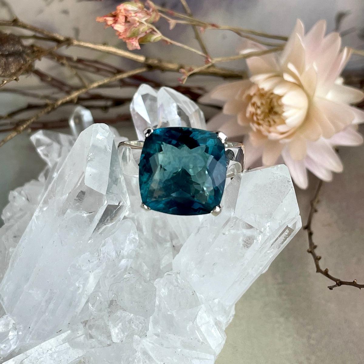 Square Cut Fluorite Ring