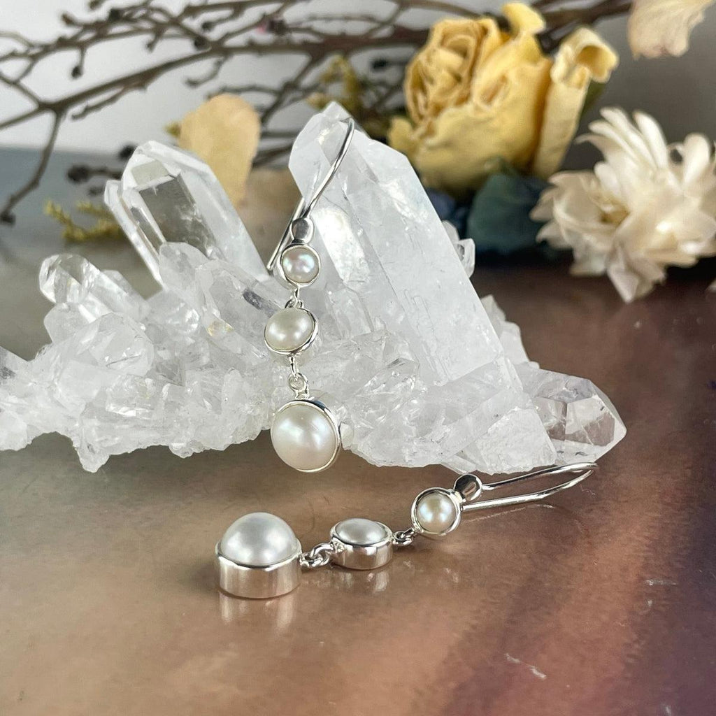 Pearl Sterling Silver Evening Earrings