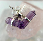 Amethyst Double Terminated Point Stud Earrings
