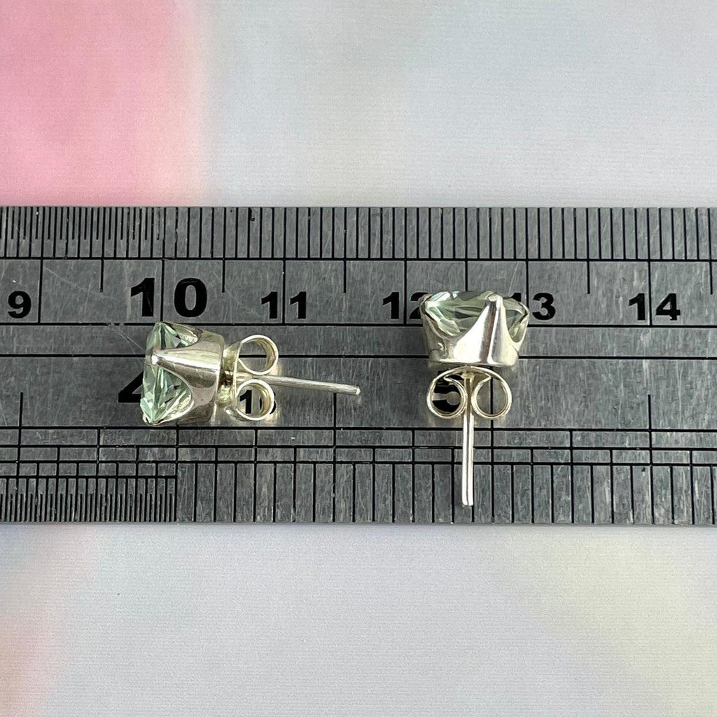 Green Amethyst Triangle Stud Earrings