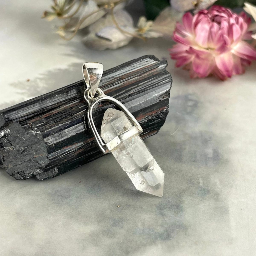 Tibetan Quartz Raw Small Double Terminated Point Pendant
