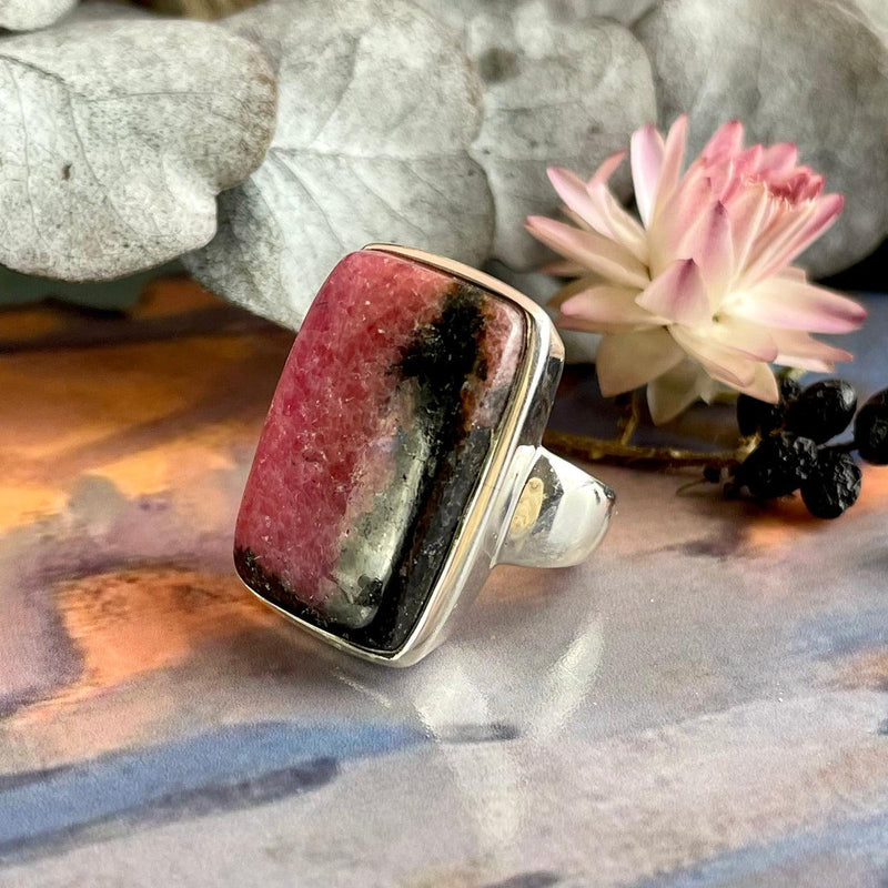 Pink and Black Marble Ring