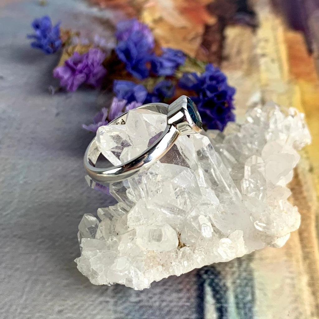 Blue Topaz Heart Ring