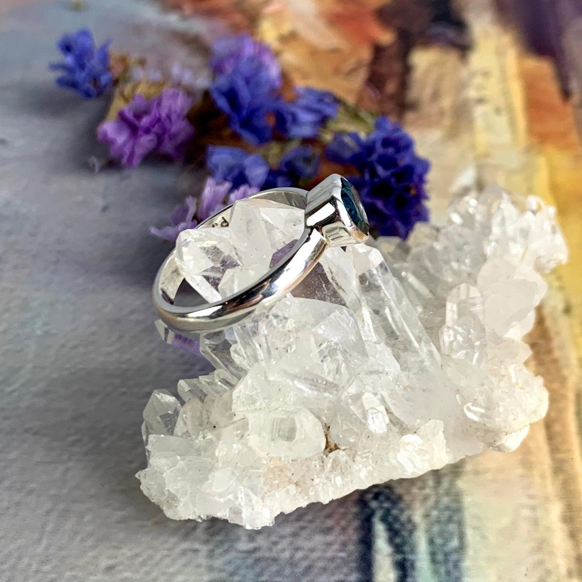 Blue Topaz Heart Ring