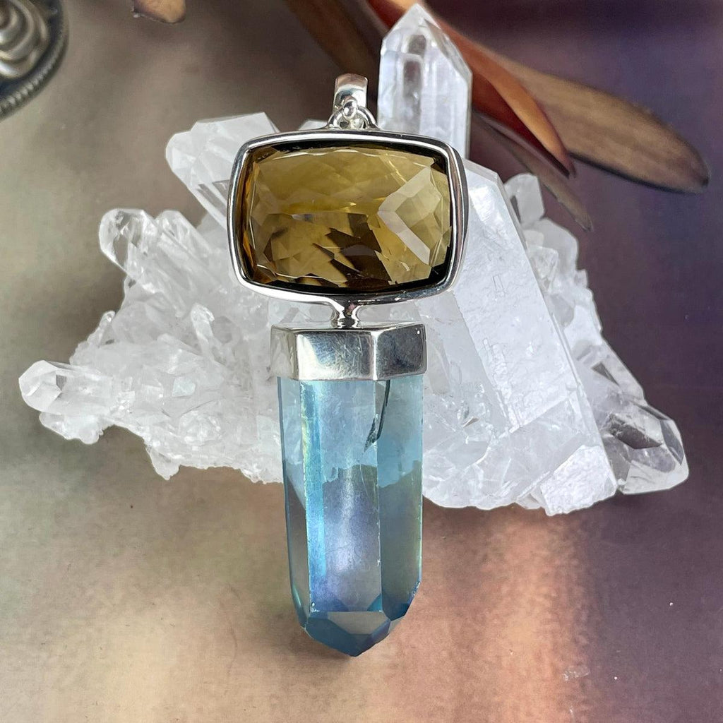 Brown And Blue Crystal Pendant